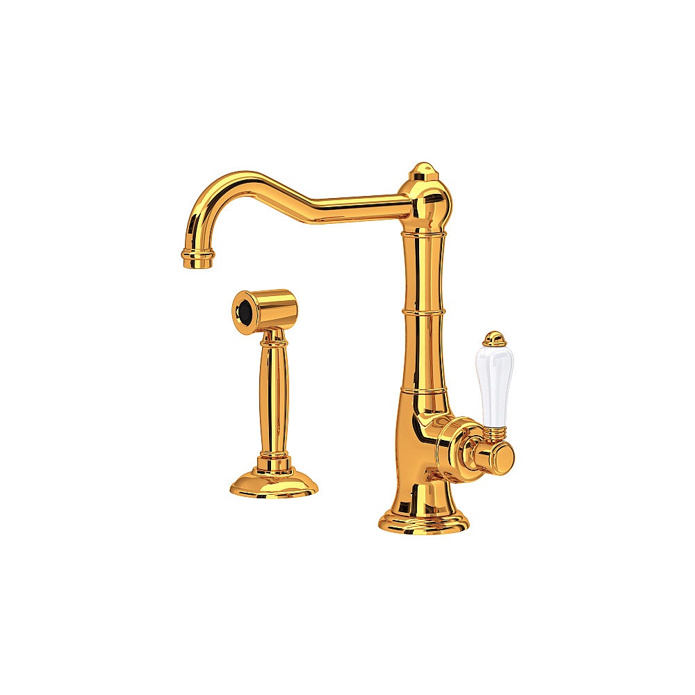 Rohl A3650LPWSIB-2 Acqui® Kitchen Faucet With Side Spray - Italian Brass