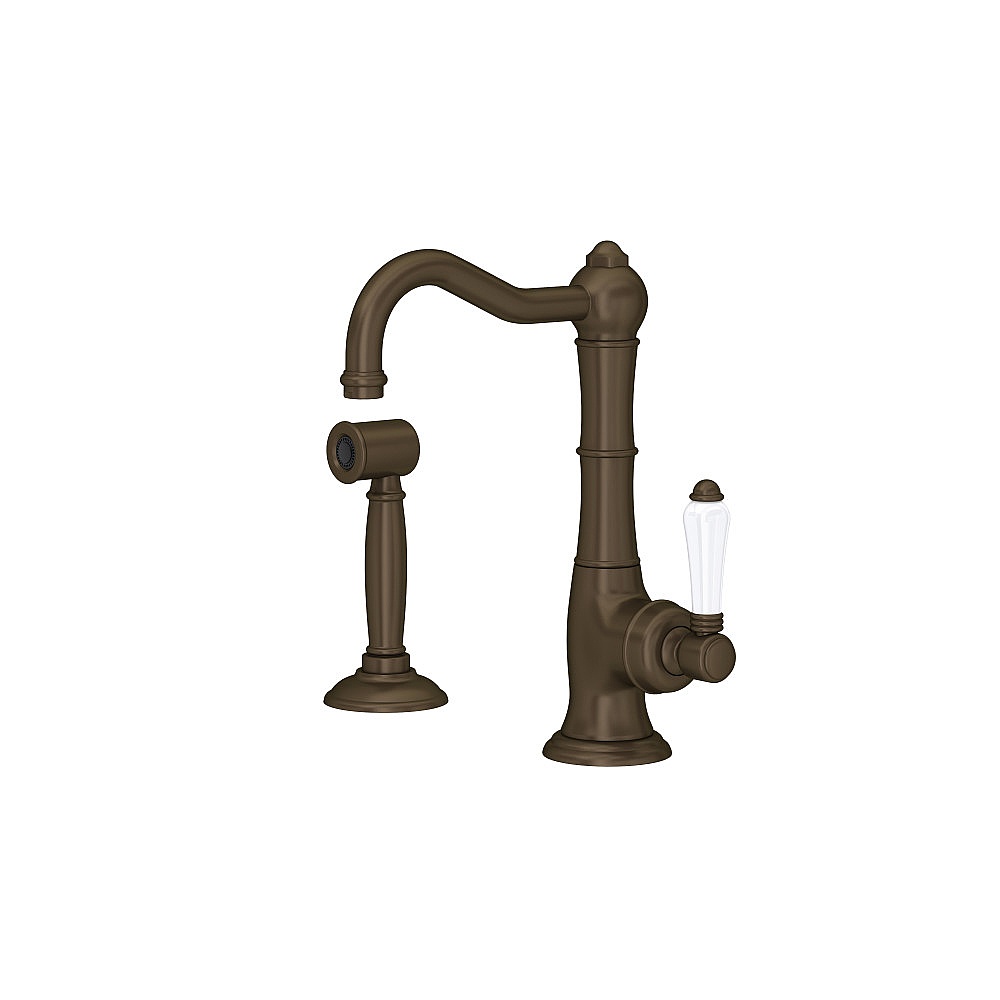 Rohl A3650LPWSTCB-2 Acqui® Kitchen Faucet With Side Spray - Tuscan Brass