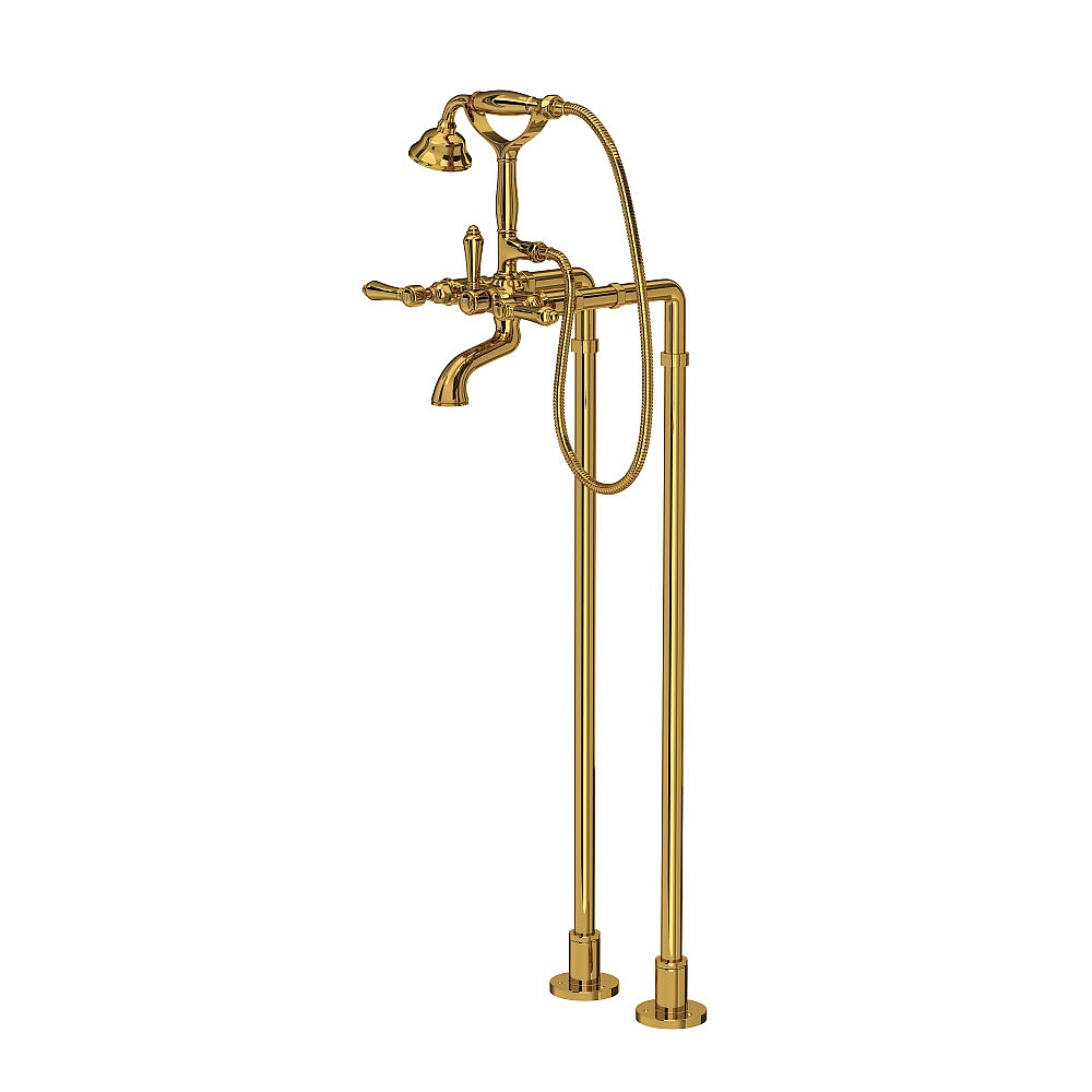 Rohl AKIT1401NLMULB Floor Mount Tub Filler - Unlacquered Brass