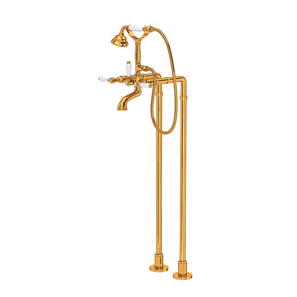 Rohl AKIT1401NLPIB Floor Mount Tub Filler - Italian Brass