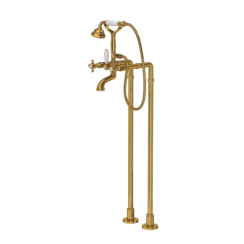 Rohl AKIT1401NXMULB Floor Mount Tub Filler - Unlacquered Brass