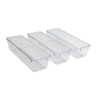 Moda at Home 906007 Rectangular Storage Bin, 3 Pack - Clear