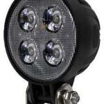 PM V912-MV Round Work Light, 0.61/1.11 A, 12/24 V, 4-Lamp, LED Lamp, 900 Lumens Lumens, 6500 K Color Temp, Black