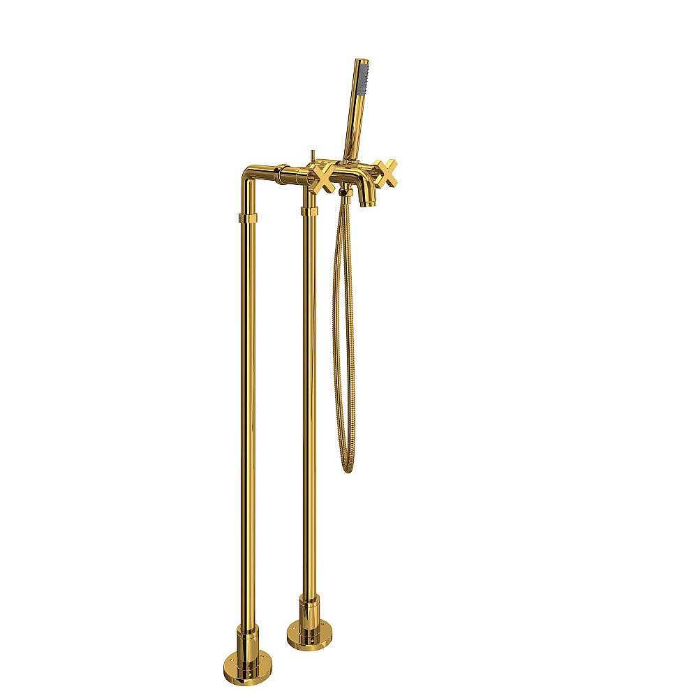 Rohl AKIT2202NXMULB Lombardia® Floor Mount Tub Filler - Unlacquered Brass
