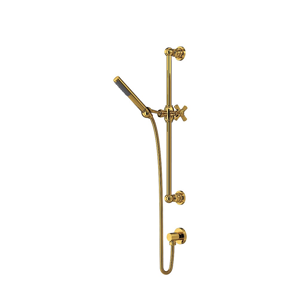Rohl AKIT8073XMULB Handshower Set With 21" Slide Bar and Single Function Handshower - Unlacquered Brass