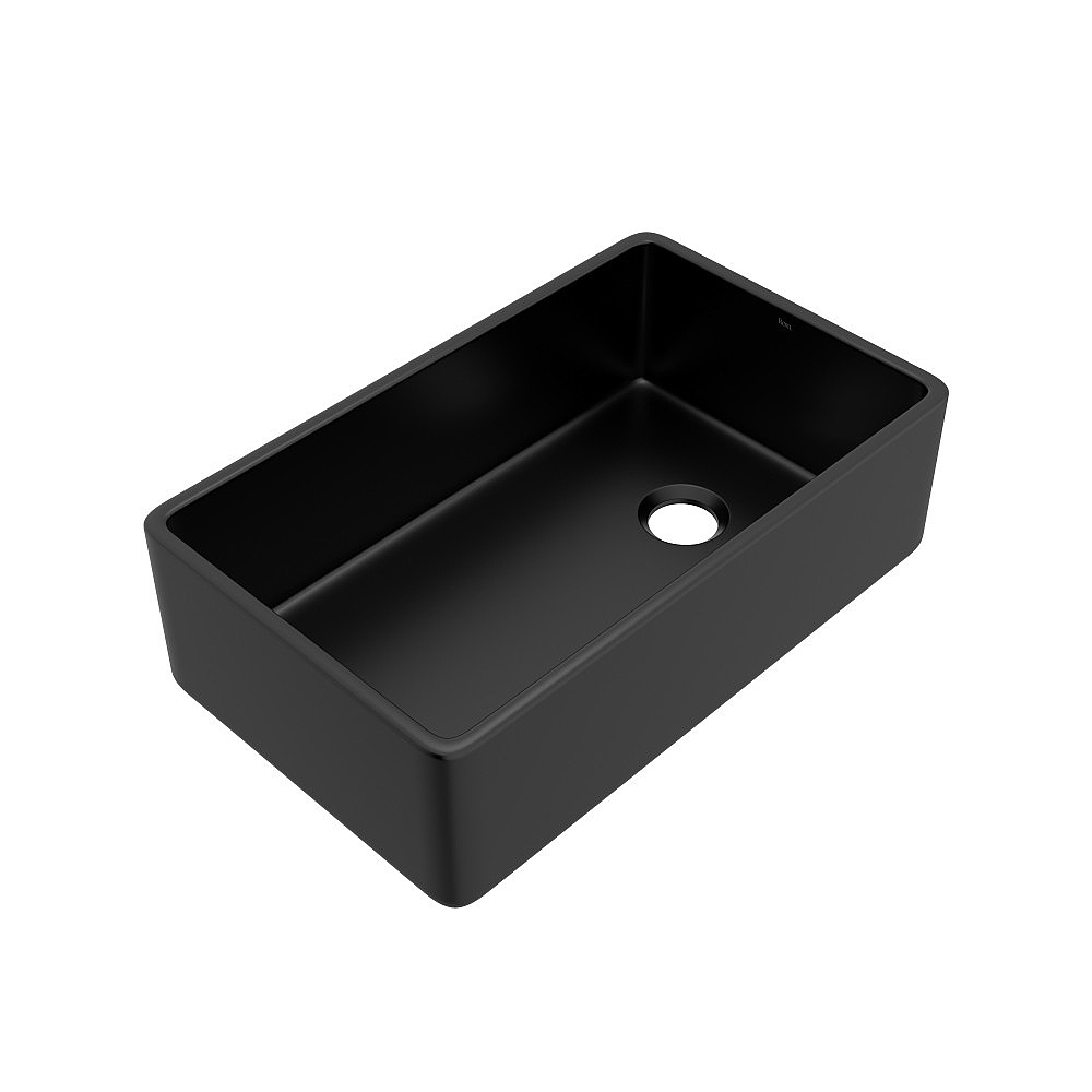 Rohl AL3220AF163 Allia™ 32" Fireclay Single Bowl Farmhouse Apron Front Kitchen Sink - Satin Black