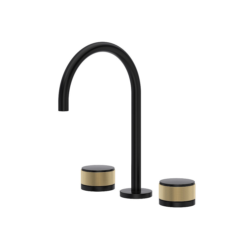 Rohl AM08D3IWMBA Amahle™ Widespread Lavatory Faucet With C-Spout - Matte Black/Antique Gold