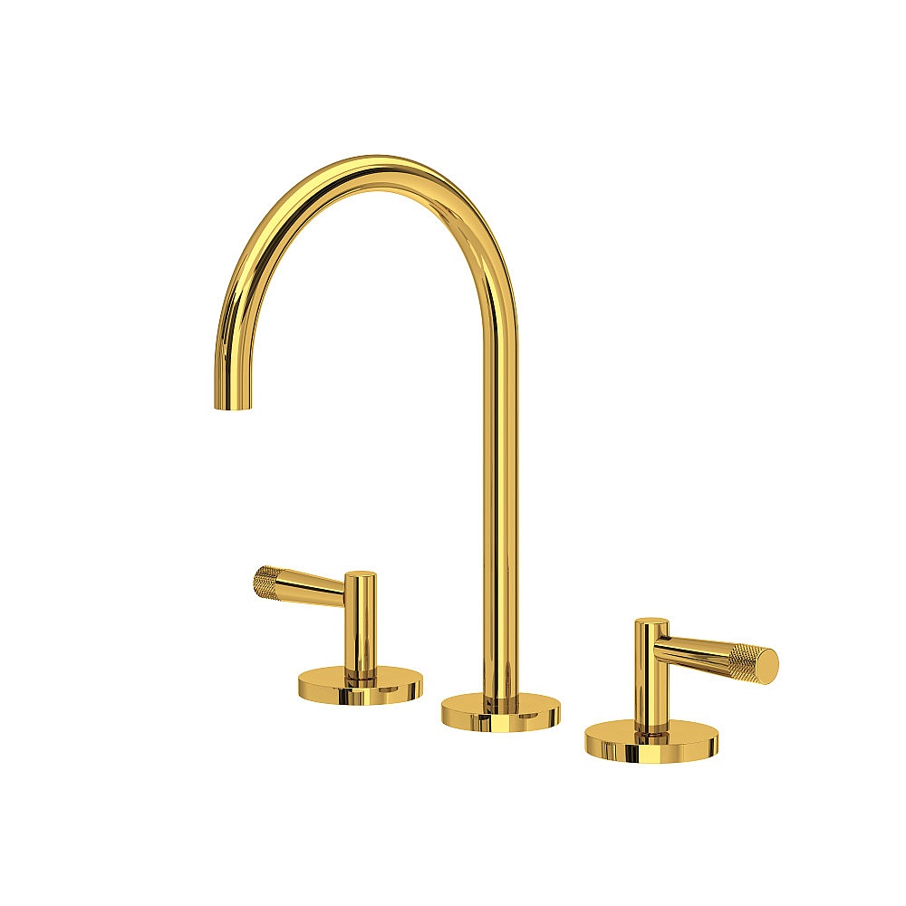 Rohl AM08D3LMULB Amahle™ Widespread Lavatory Faucet With C-Spout - Unlacquered Brass