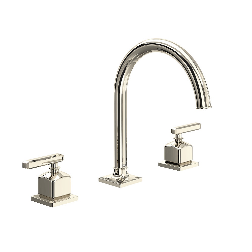Rohl AP08D3LMPN Apothecary™ Widespread Lavatory Faucet With C-Spout - Polished Nickel