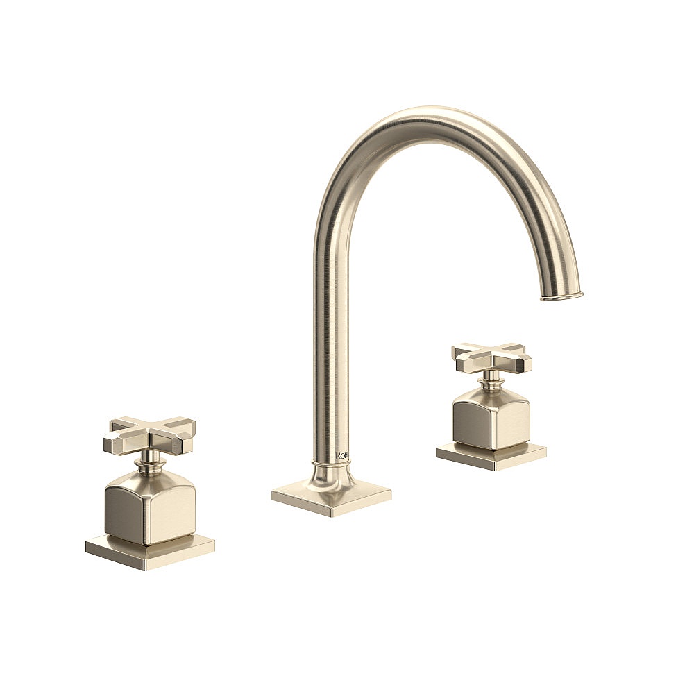 Rohl AP08D3XMSTN Apothecary™ Widespread Lavatory Faucet With C-Spout - Satin Nickel