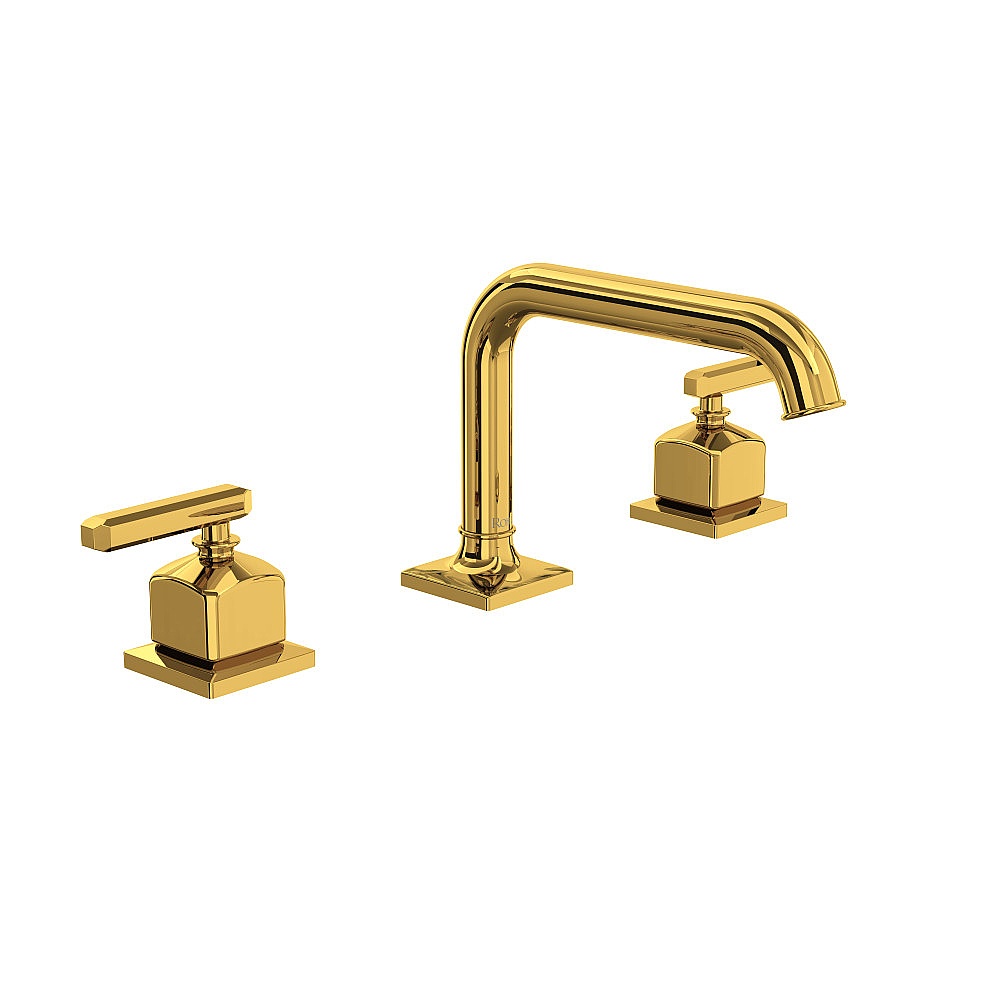 Rohl AP09D3LMULB Apothecary™ Widespread Lavatory Faucet With U-Spout - Unlacquered Brass