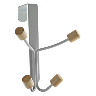 IH Casadecor NOV-1144-4 Iron Powder Coated Over-the-Door 4-Knob Hook - White & Natural