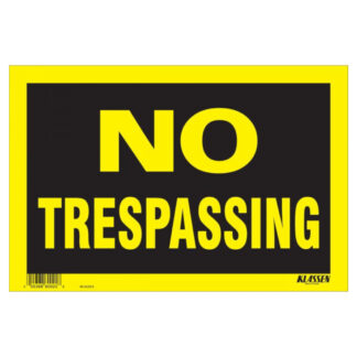 Richelieu 1171585 12" x 8" "NO TRESPASSING" Sign - Black & Yellow