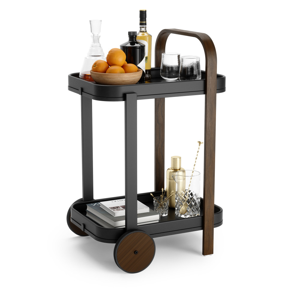 Umbra 1015392-048 Bellwood Bar & Storage Cart - Black/Walnut