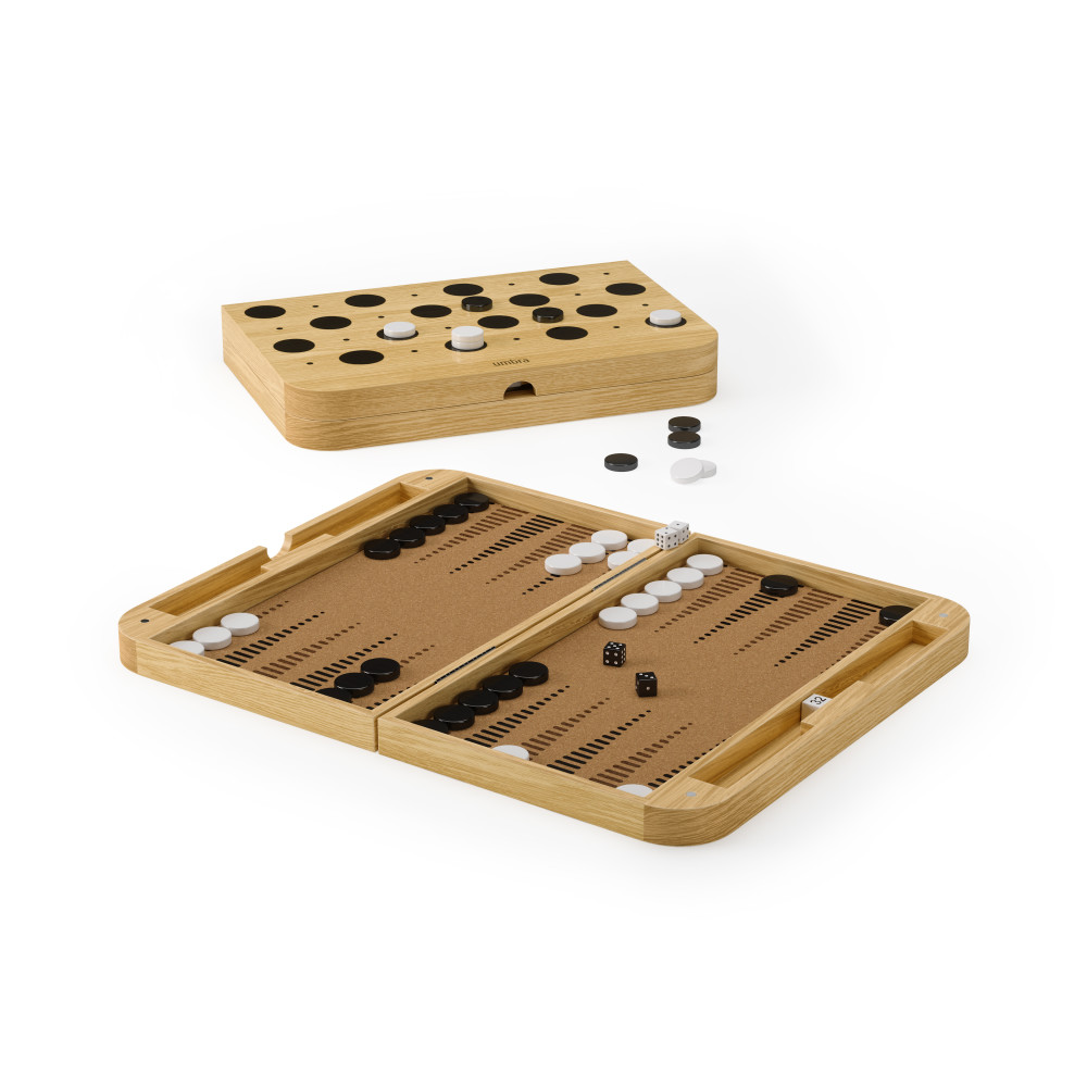 Umbra 1022695-390 Blitz Backgammon & Checkers Gameboard - Natural