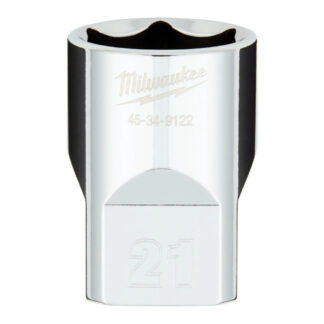 Milwaukee 45-34-9122 1/2" Drive 21MM Metric 6-Point Socket with FOUR FLAT™ Sides