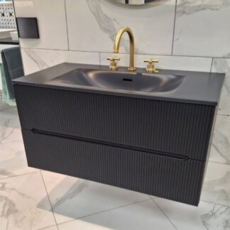 Stonetouch RUN36BKMT 36" Runway Wallmount Vanity - Black Matte