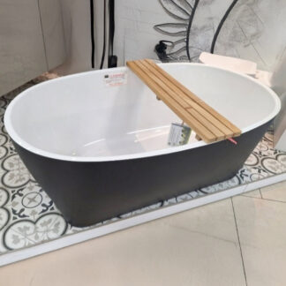 Oceania CH5701 Chilko 57"x34"x22" Freestanding Bath with Matte Black Drain - Carbon Black Finish