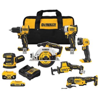 Dewalt DCK700D1P1 20V MAX Brushless Cordless 7-Tool Combo Kit with (1) 2Ah Battery, (1) 5Ah Battery, Charger & Bag