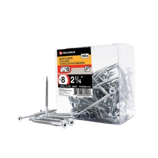 Reliable Fasteners FKWZ8214VP #8X2-1/4" Flat Head Regular Thread Regular Wood Point Wood Screws, Box of 100