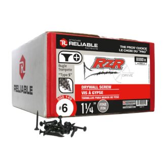 Reliable Fasteners DS6114 #6X1-1/4" Drywall Screw, Bugle Head, Phillips Drive, Fine Thread, Type S Point, Box of 8000