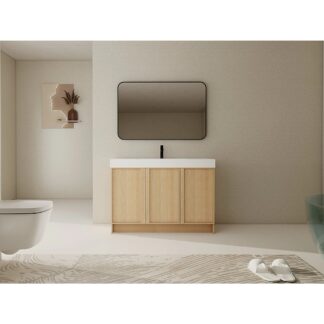 Bagno Italia Atlanta Vanity + Polymer Top - Light Oak/White Top