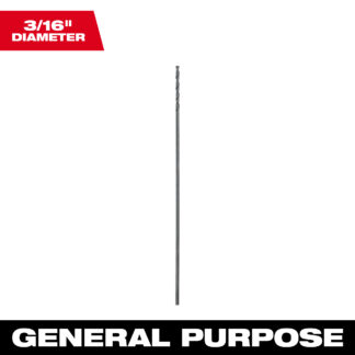 3/16" x 12" Aircraft Length Black Oxide Drill Bit