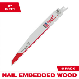 9" 5 TPI AX™ SAWZALL® Blade for Wood with Nails (5 PK)