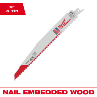 9" 5 TPI AX™ SAWZALL® Blade for Wood with Nails Bulk 25