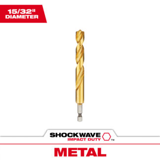 15/32" SHOCKWAVE™ Impact Duty RED HELIX™ Titanium Drill Bit