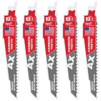 6" 5 TPI AX™ with Carbide Teeth SAWZALL® Blade for Wood with Nails (5 PK)