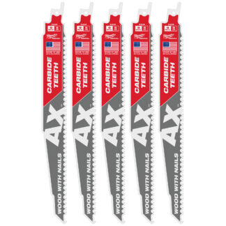 9" 5 TPI AX™ with Carbide Teeth SAWZALL® Blade for Wood with Nails (5 PK)