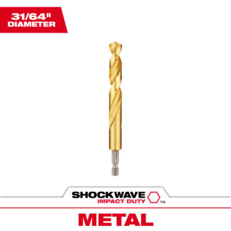 31/64" SHOCKWAVE™ Impact Duty RED HELIX™ Titanium Drill Bit