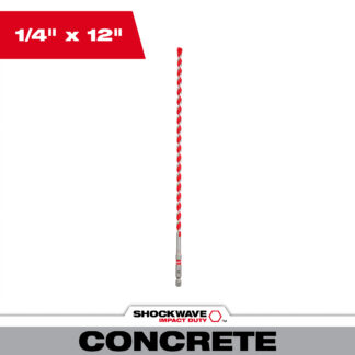1/4" x 10" x 12" SHOCKWAVE™ Impact Duty Carbide Hammer Drill Bit