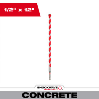 1/2" x 10" x 12" SHOCKWAVE™ Impact Duty Carbide Hammer Drill Bit with POWER TIP™