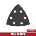 3-1/2” 80 Grit Triangle Sandpaper (6 PK)