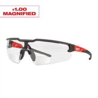Safety Glasses - +1.00 Magnified Clear Anti-Scratch Lenses