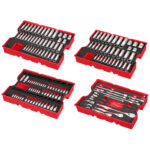 242pc. 1/4”, 3/8”, & 1/2” Drive Metric & SAE Ratchet & Socket Set with Trays for PACKOUT™ Drawers