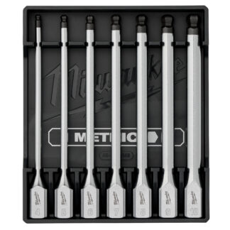 7pc 3/8” Drive Long Ball End Hex Bit Socket Set - Metric