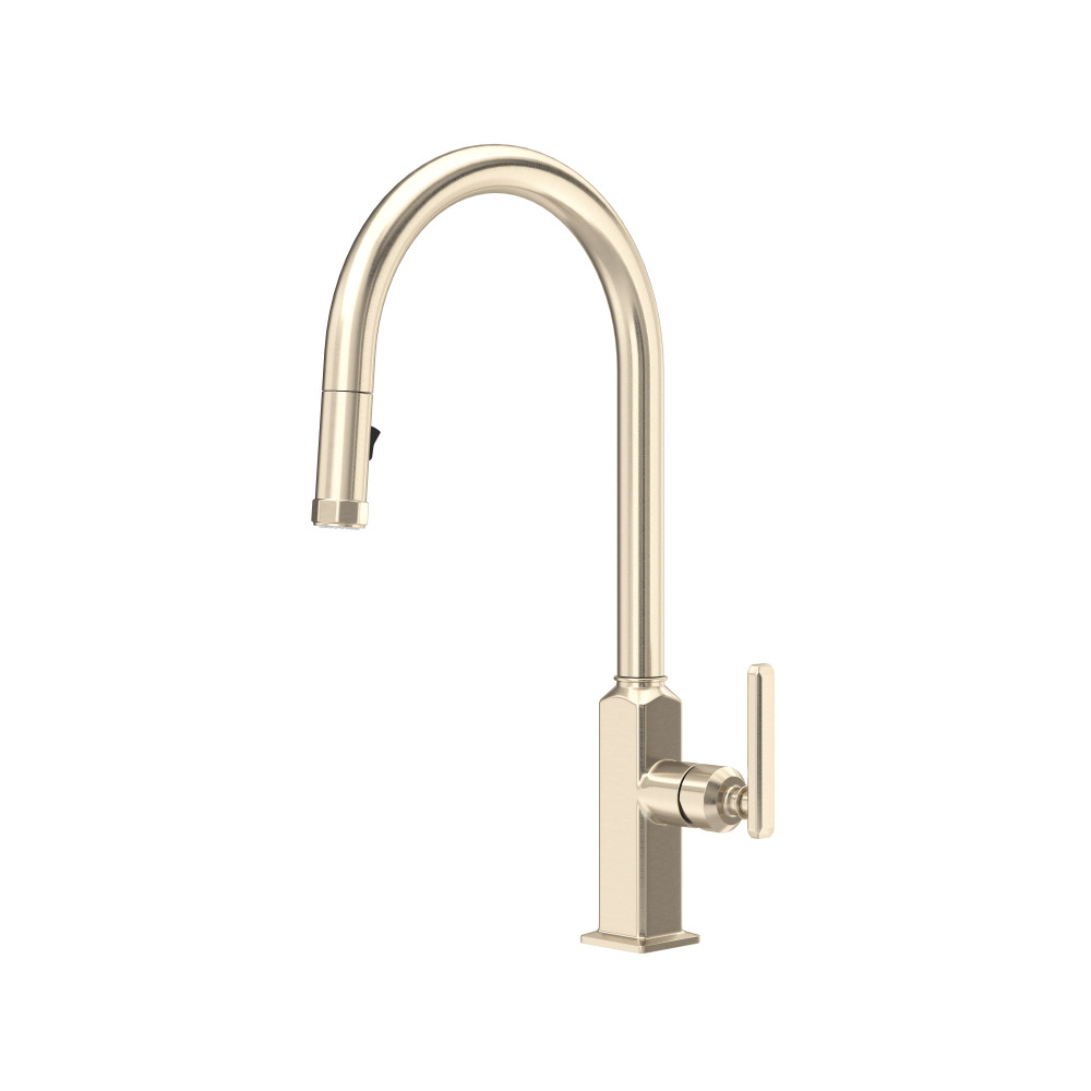 Rohl AP55D1LMSTN Apothecary™ Pull-Down Kitchen Faucet With C-Spout - Satin Nickel