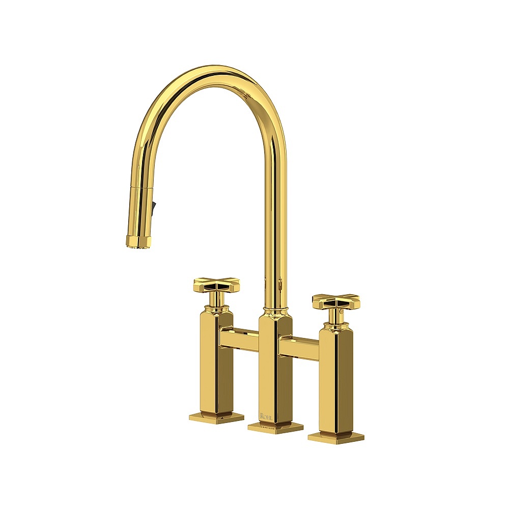 Rohl AP58D3XMULB Apothecary™ Bridge Pull-Down Kitchen Faucet - Unlacquered Brass