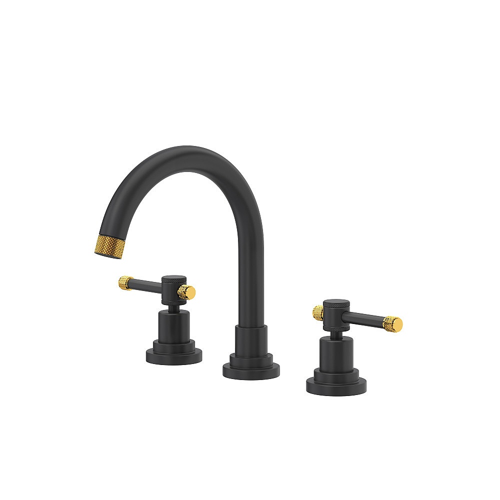 Rohl CP08D3ILMBU Campo™ Widespread Lavatory Faucet With C-Spout - Matte Black/Unlacquered Brass