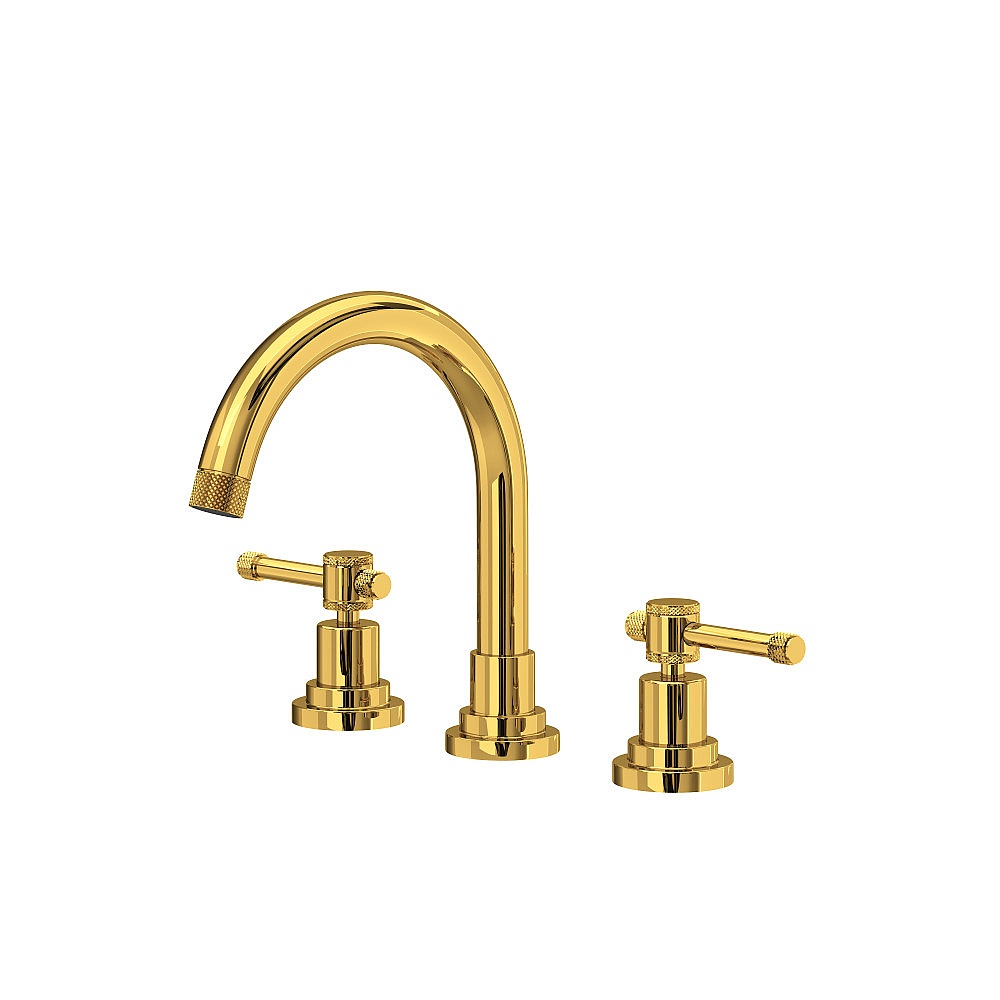 Rohl CP08D3ILULB Campo™ Widespread Lavatory Faucet With C-Spout - Unlacquered Brass