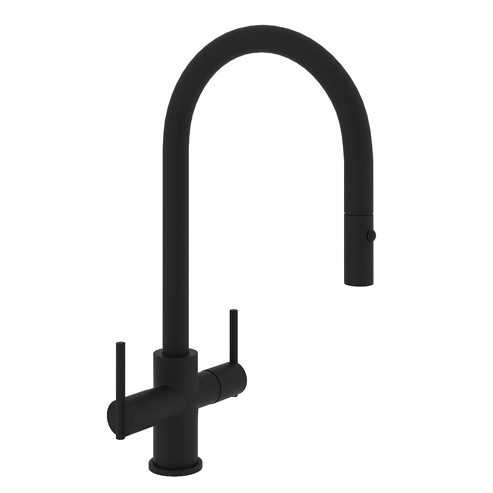 Rohl CY657L-MB-2 Pirellone™ Two Handle Pull-Down Kitchen Faucet - Matte Black
