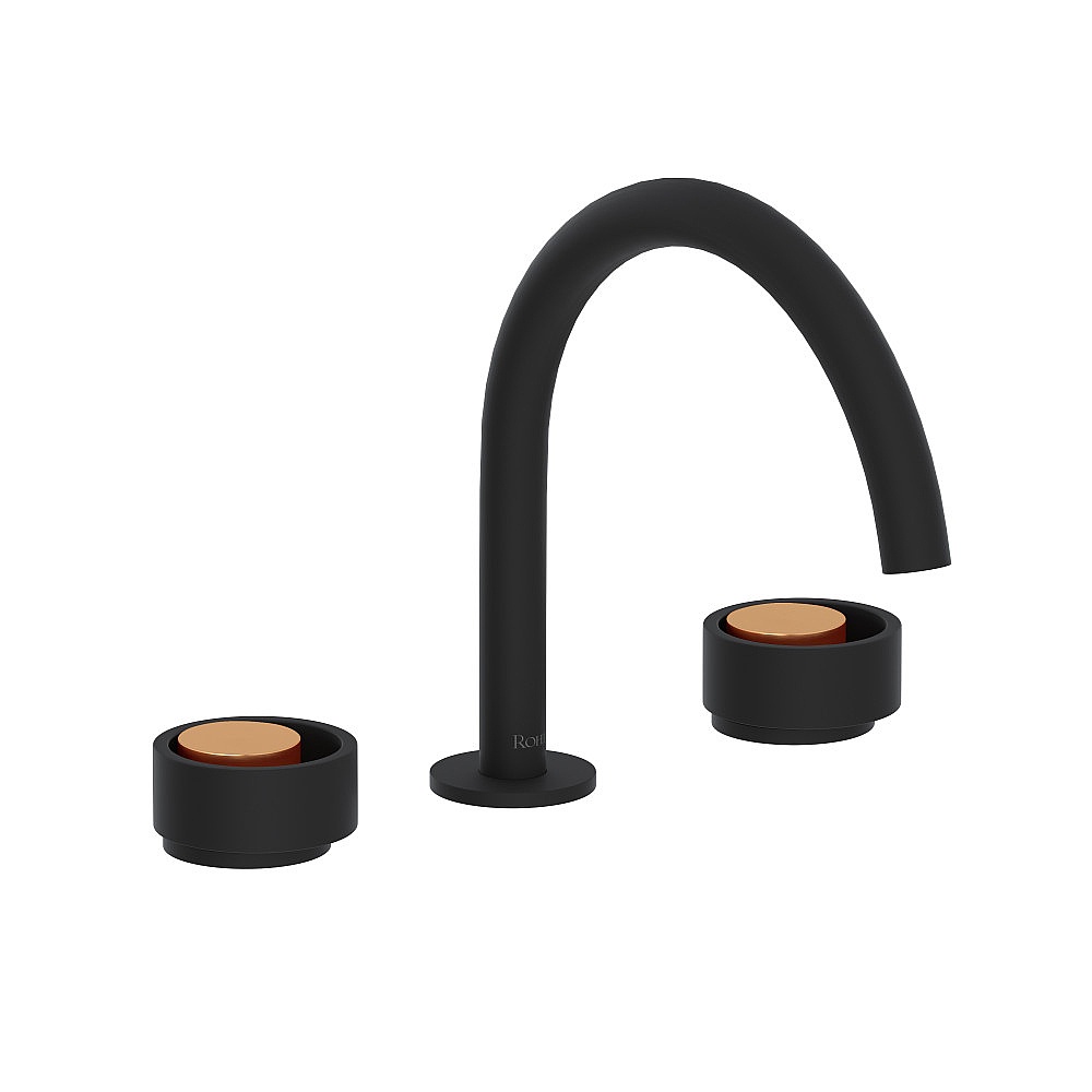 Rohl EC08D3IWMBG Eclissi™ Widespread Lavatory Faucet With C-Spout - Matte Black/Satin Gold