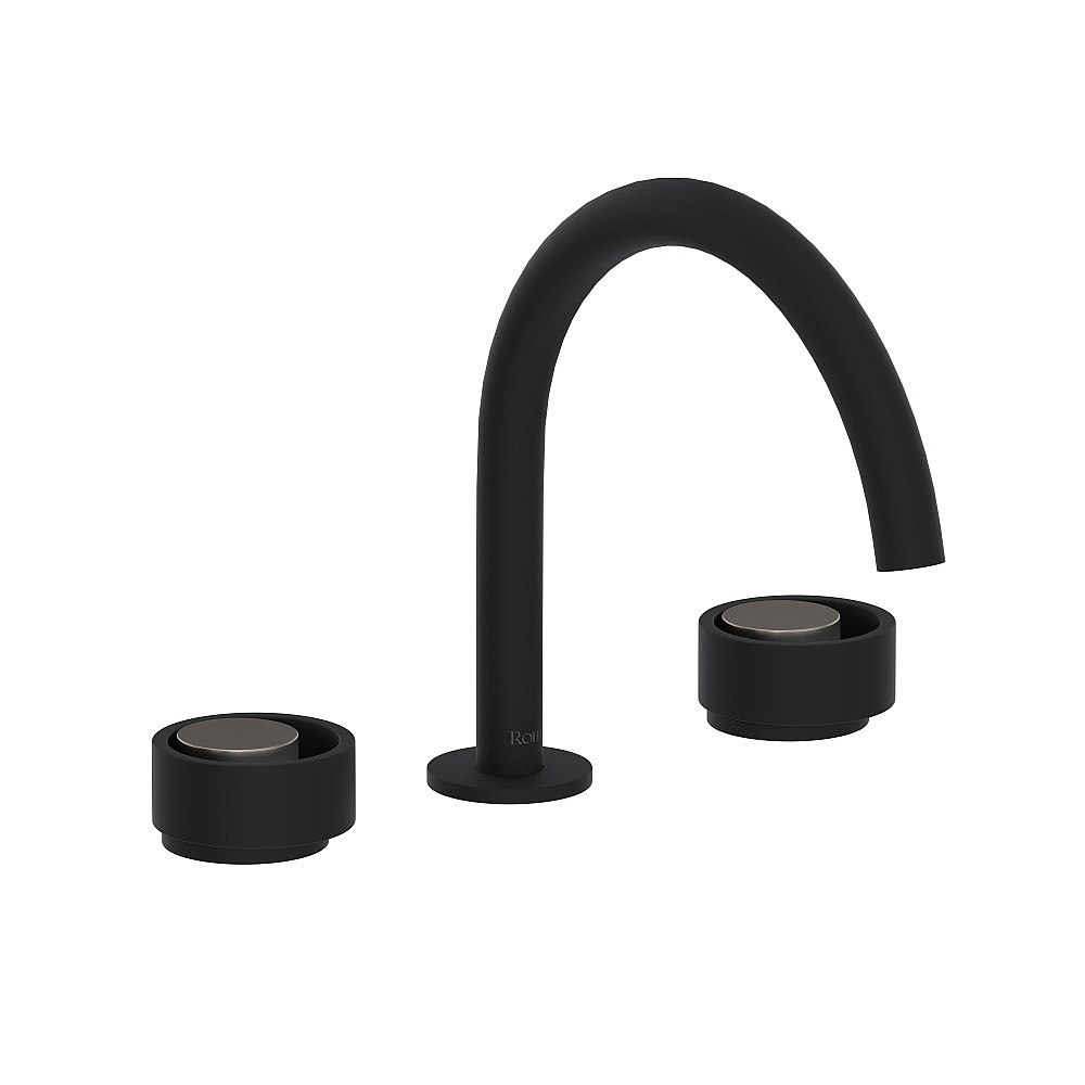 Rohl EC08D3IWMBN Eclissi™ Widespread Lavatory Faucet With C-Spout - Matte Black/Satin Nickel