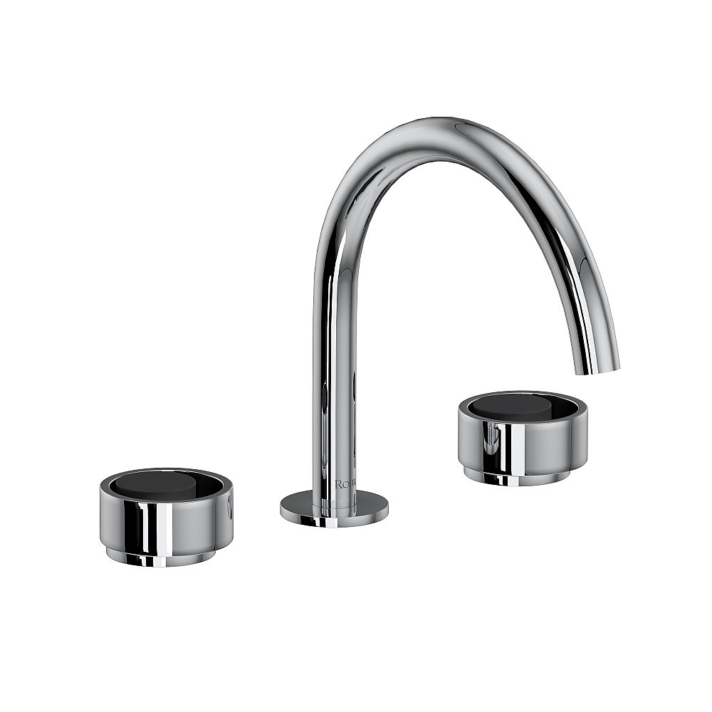 Rohl EC08D3IWPCB Eclissi™ Widespread Lavatory Faucet With C-Spout - Polished Chrome/Matte Black