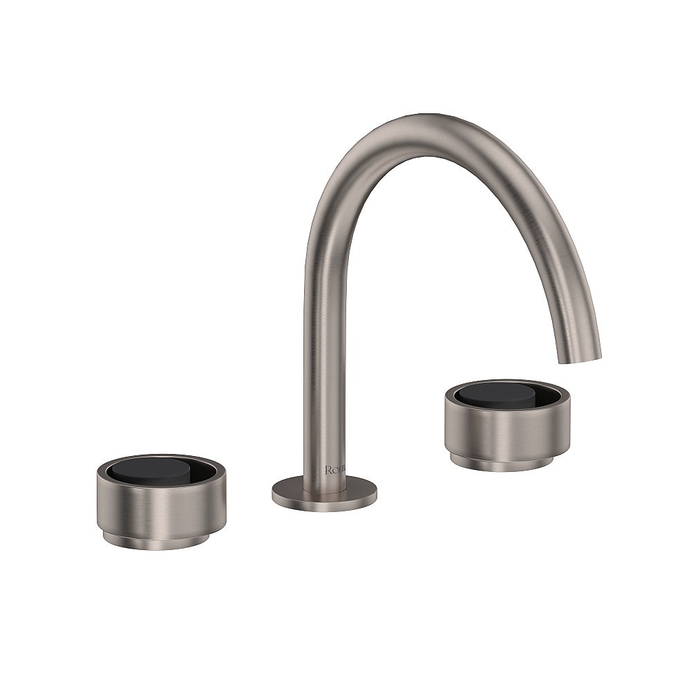 Rohl EC08D3IWSNB Eclissi™ Widespread Lavatory Faucet With C-Spout - Satin Nickel/Matte Black