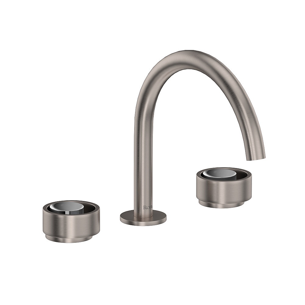 Rohl EC08D3IWSNC Eclissi™ Widespread Lavatory Faucet With C-Spout - Satin Nickel/Polished Chrome