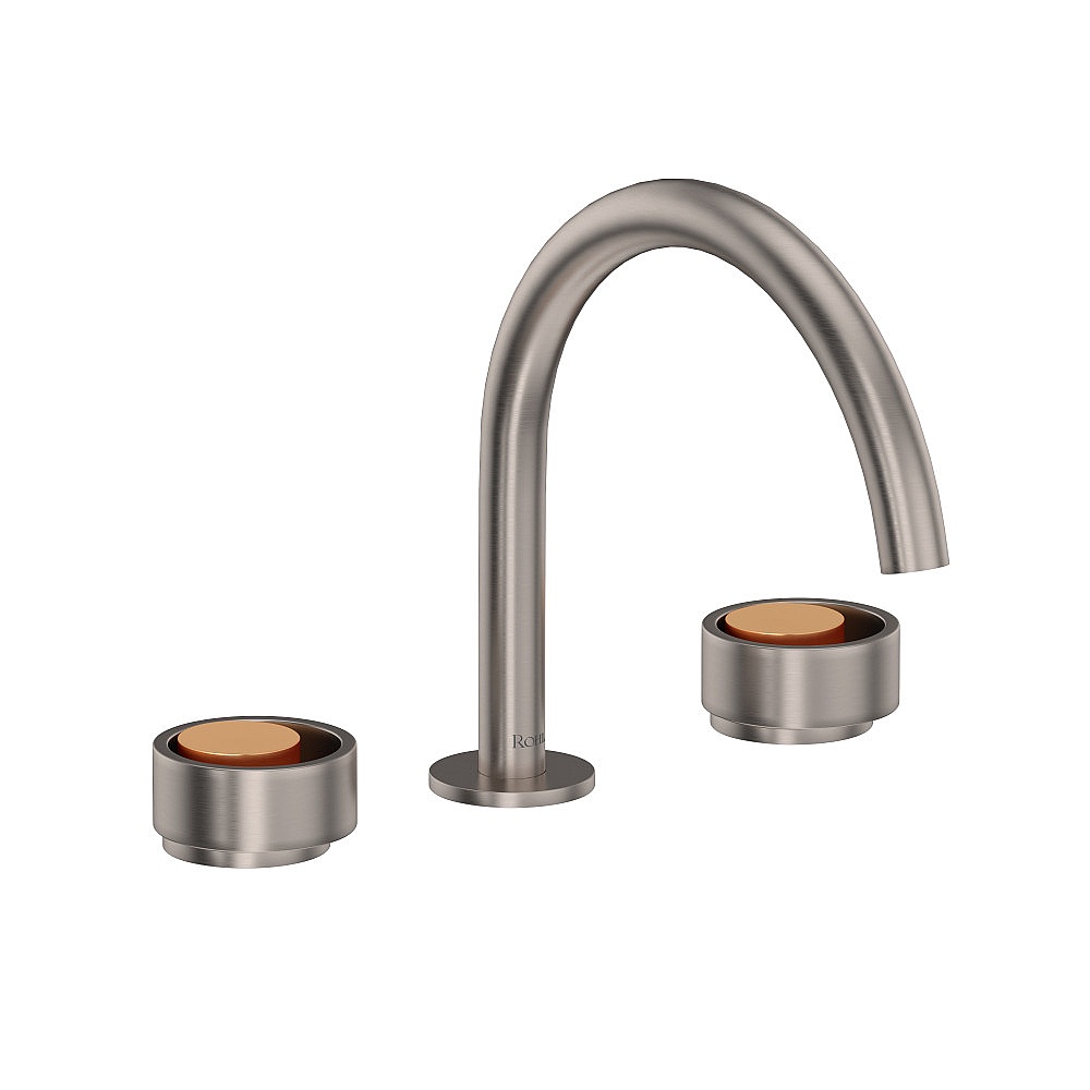 Rohl EC08D3IWSNG Eclissi™ Widespread Lavatory Faucet With C-Spout - Satin Nickel/Satin Gold